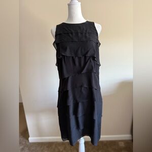 Kenar Layered Black Midi Dress